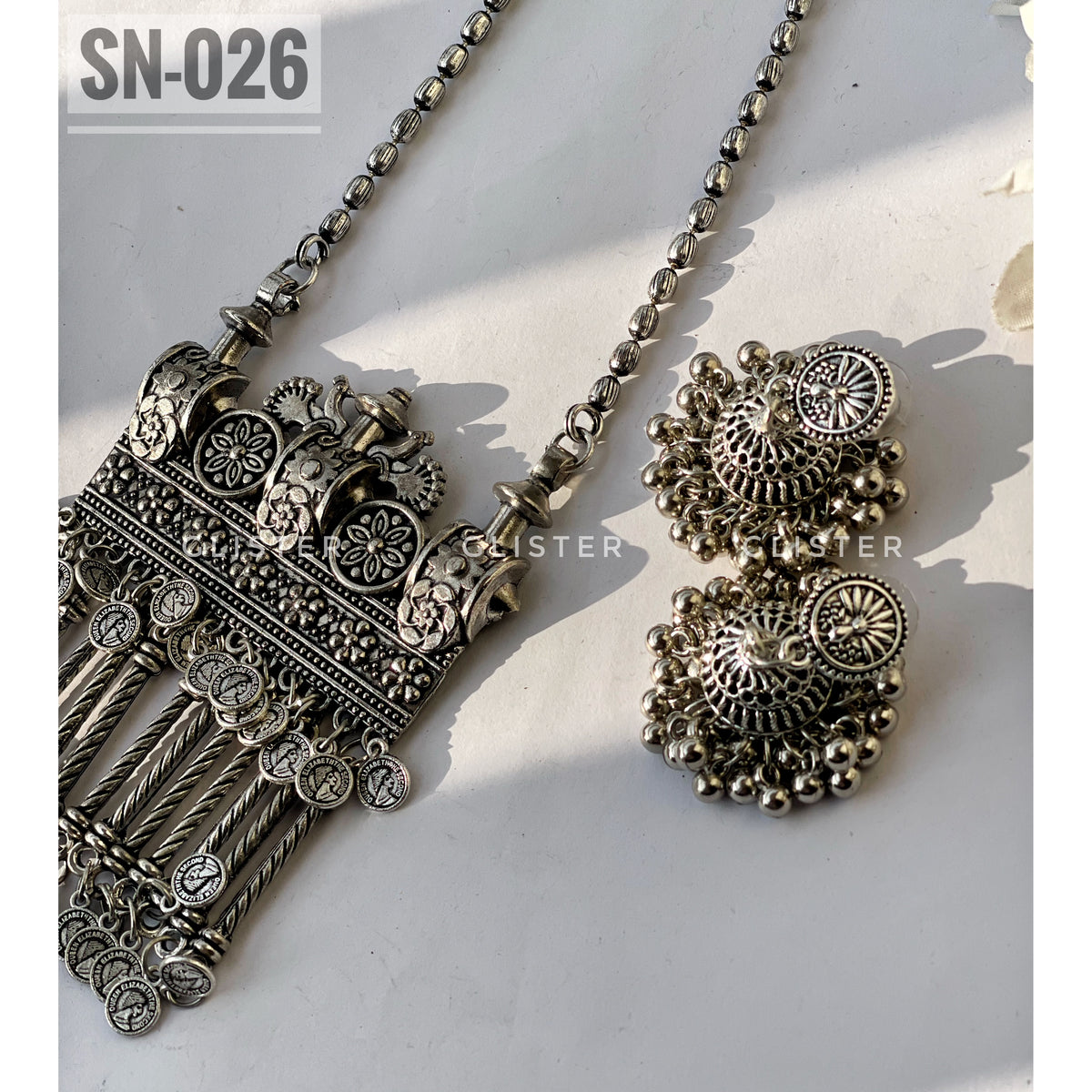 Silver Long Necklace Set ✨ SN-026