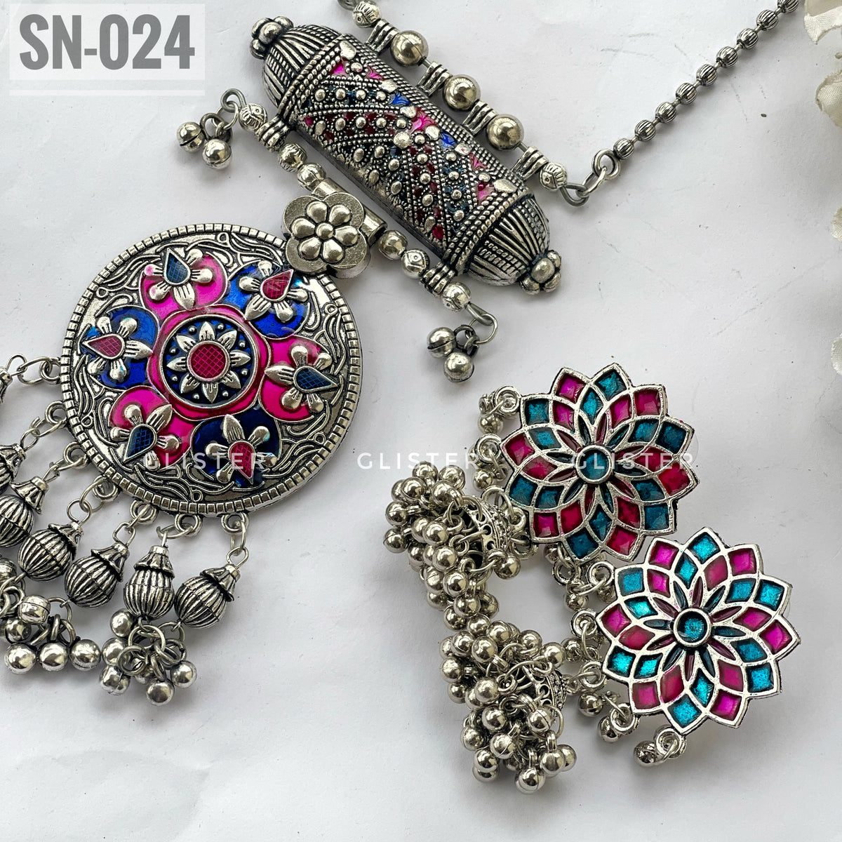 Silver Long Necklace Set ✨ SN-024