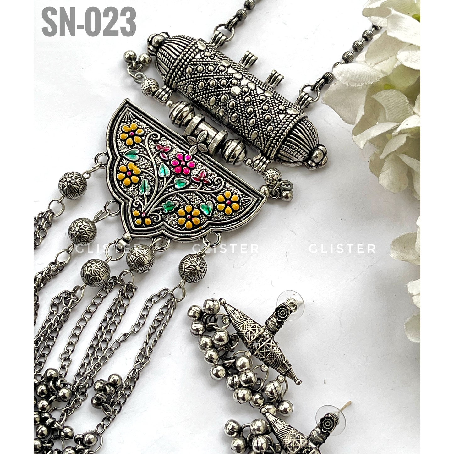 Silver Long Necklace Set ✨ SN-023