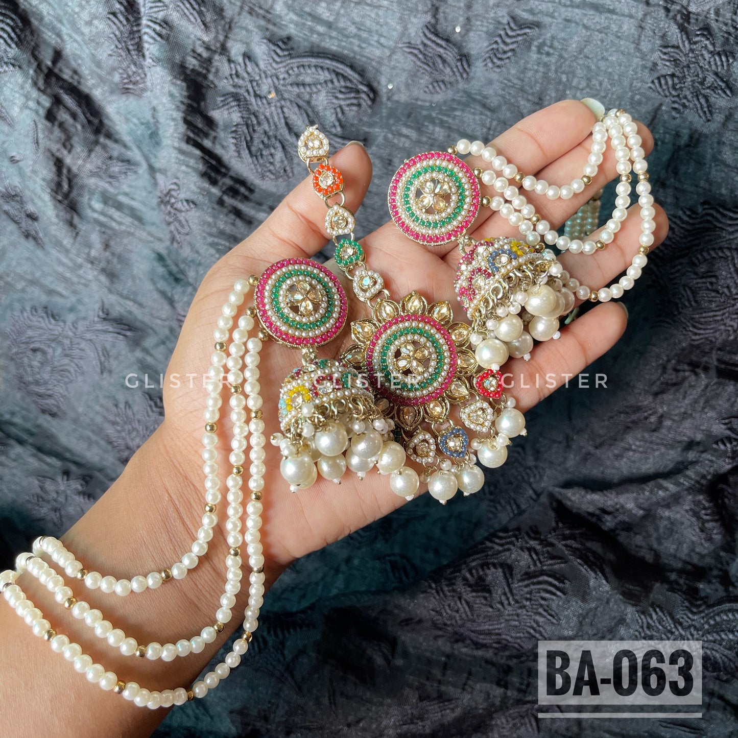 Jhumka with attached Tana and Tikli Set ✨ BA-063