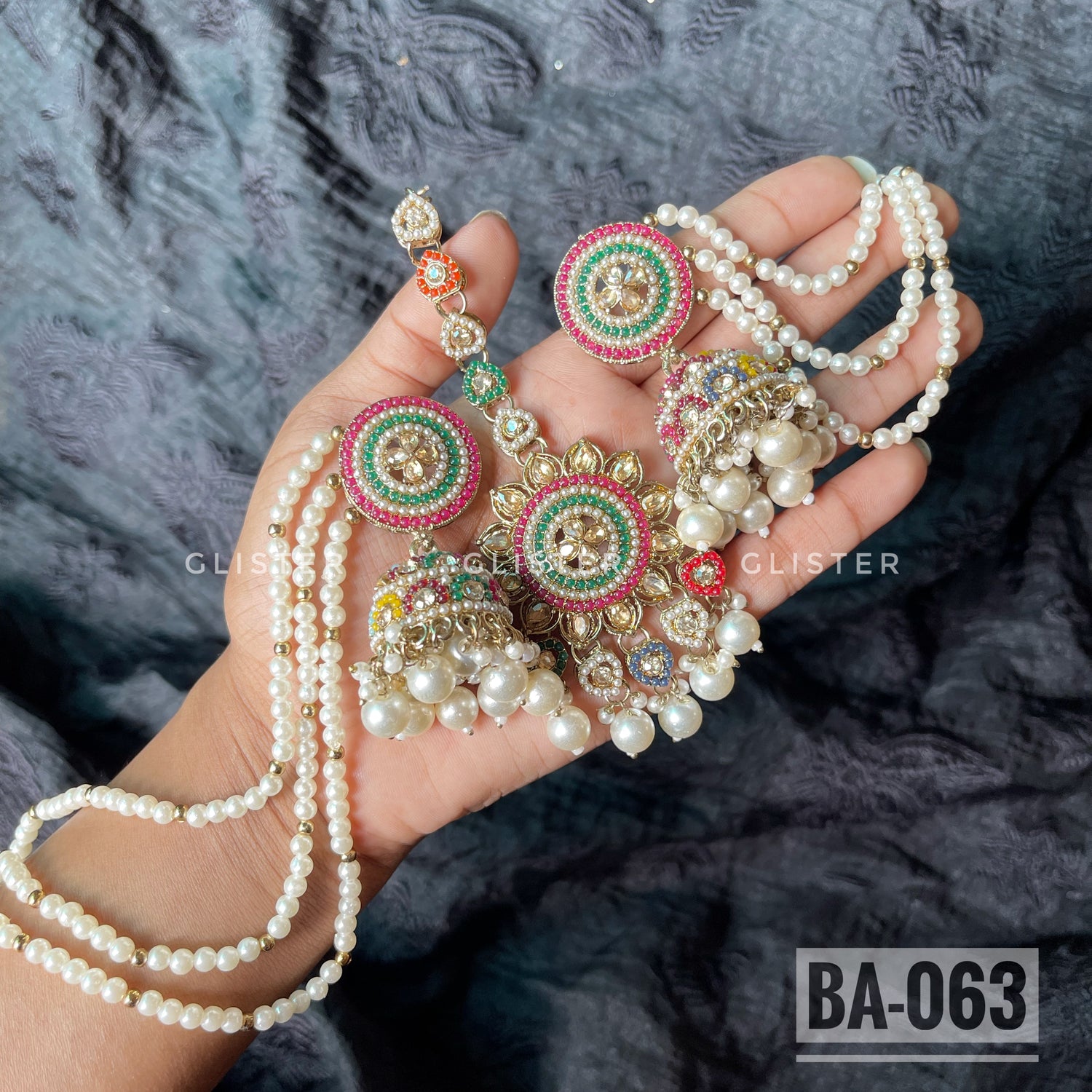 Bahubali Tana Earrings and Tikli Set ✨