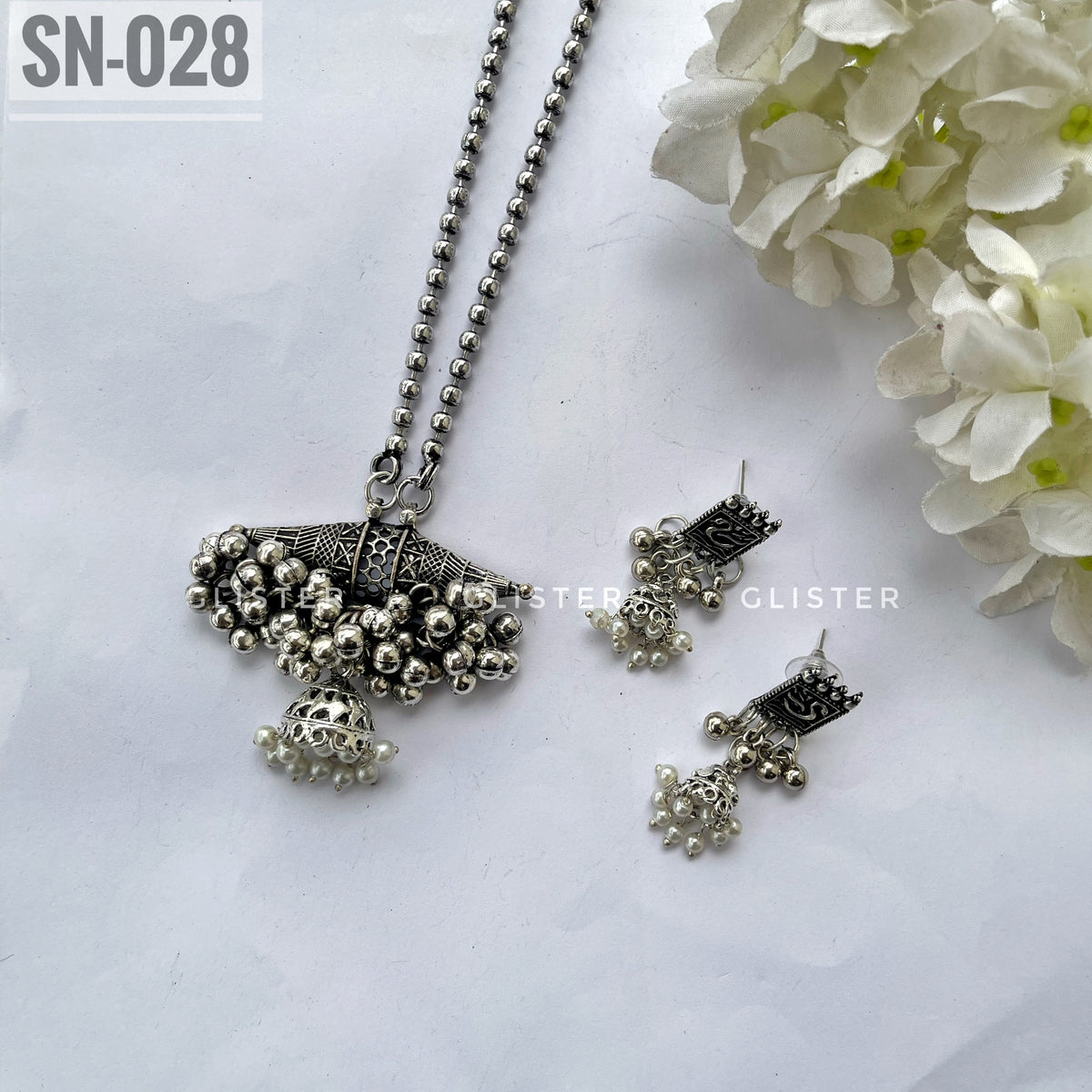 Silver Long Necklace Set ✨ SN-028