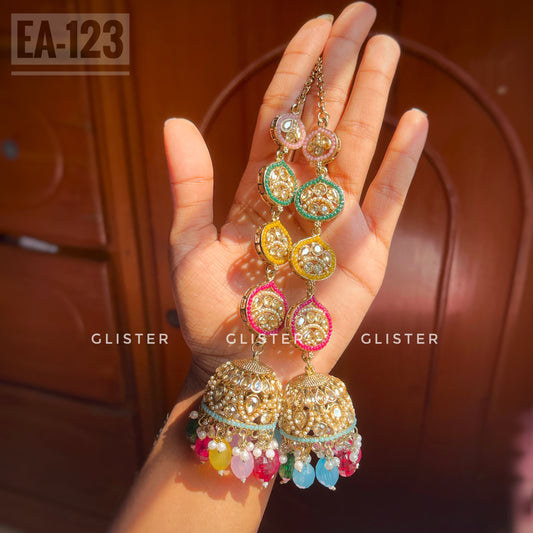Jhumka with Attached Tana Multicolour ❤️ EA-123