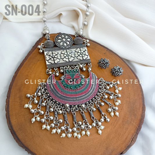Silver Long Necklace Set 💫 SN-004