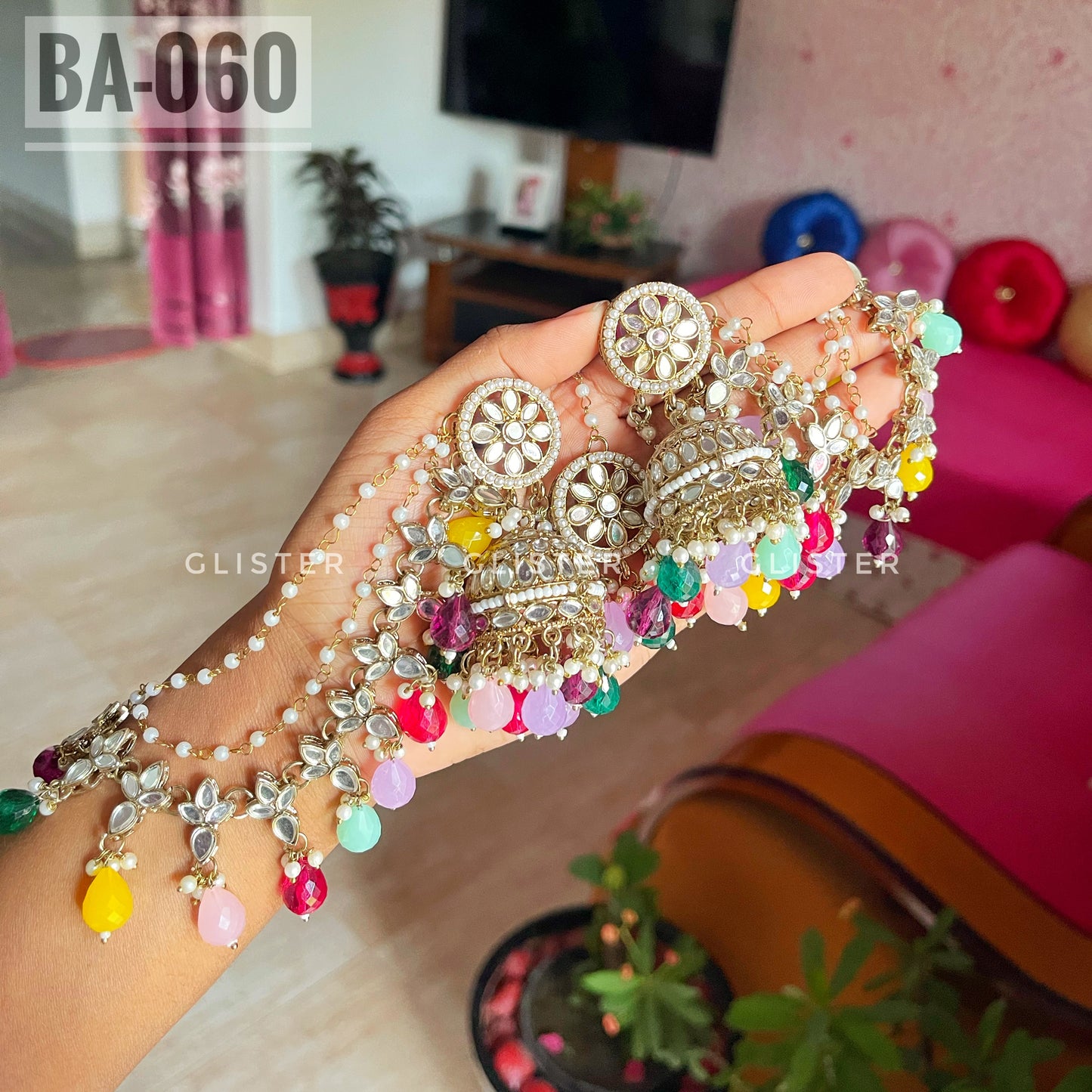 Jhumka with attached Tana and Tikli Set ✨ BA-060