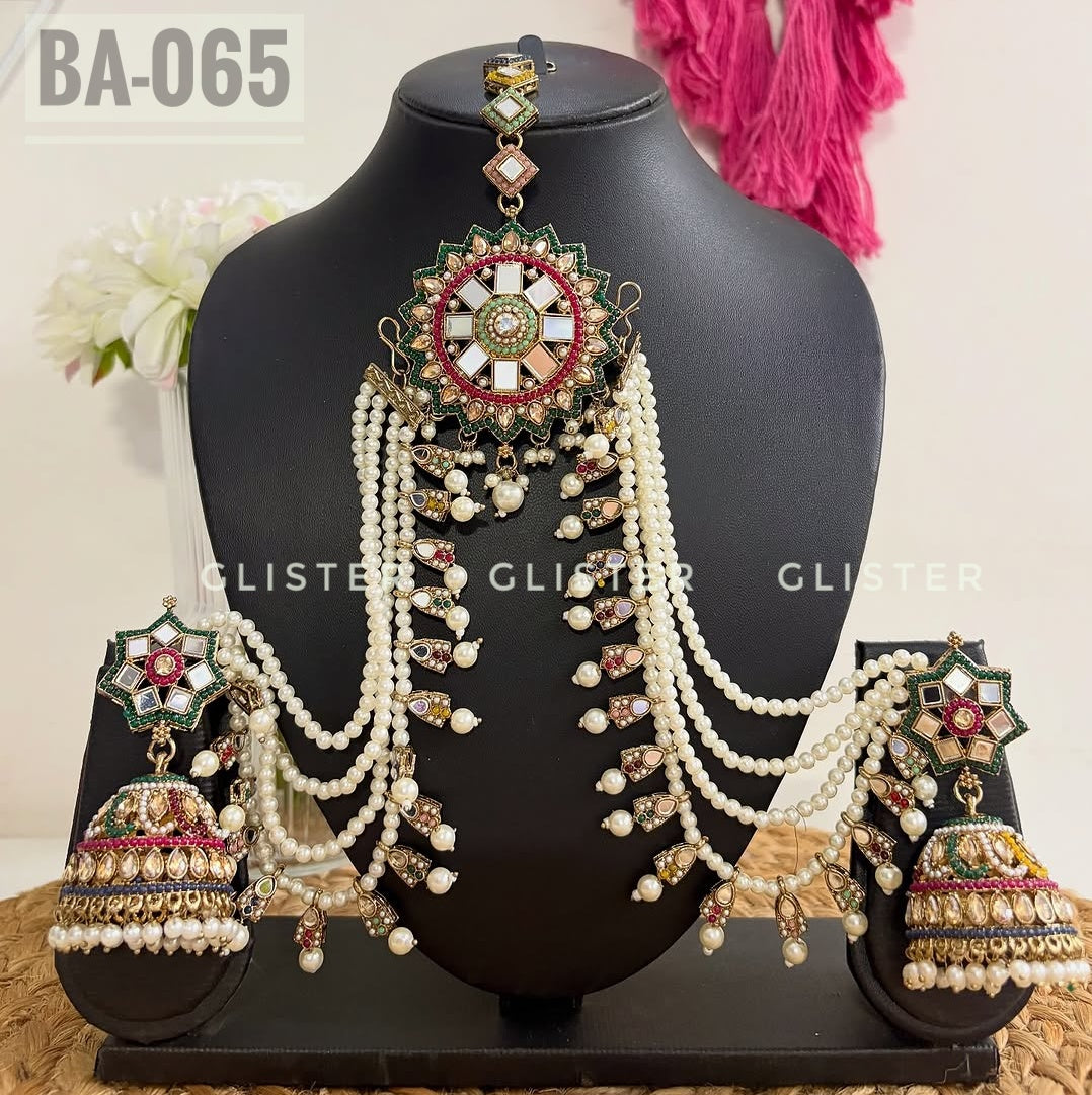 Jhumka with attached Tana and Tikli Set ✨ BA-065