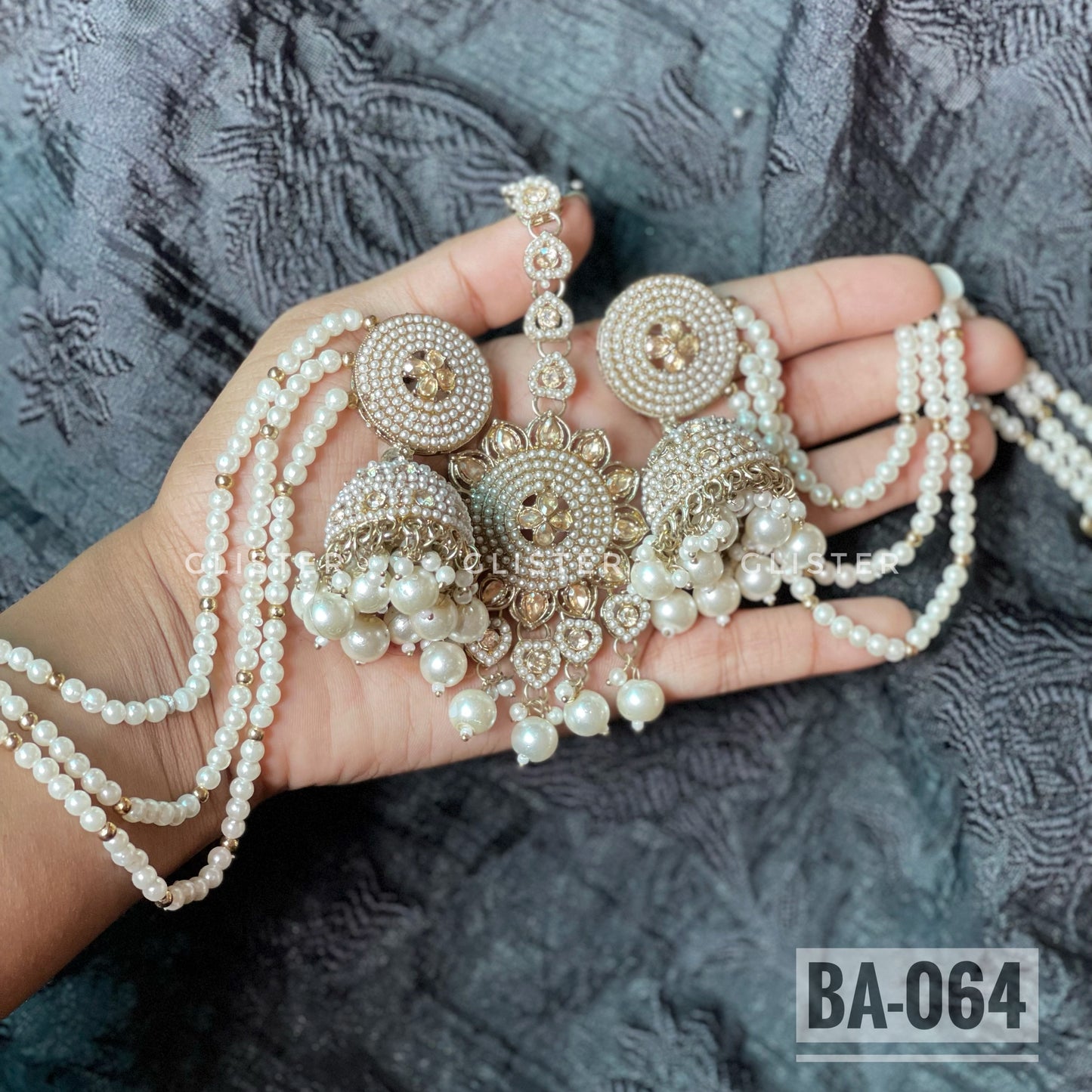 Jhumka with attached Tana and Tikli Set ✨ BA-064