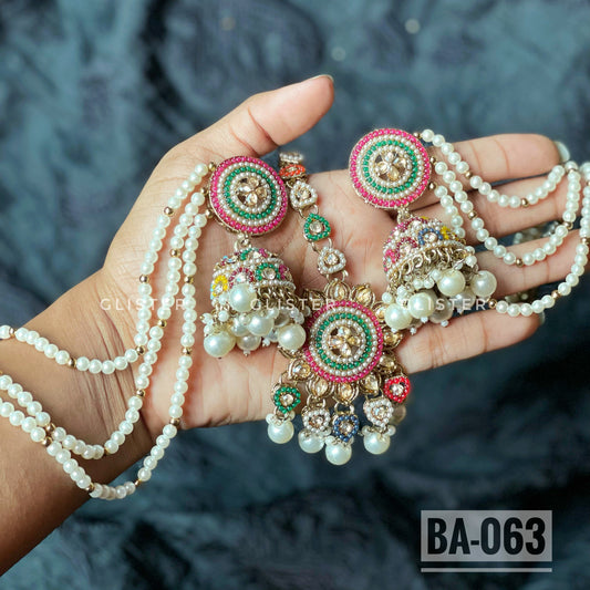 Jhumka with attached Tana and Tikli Set ✨ BA-063